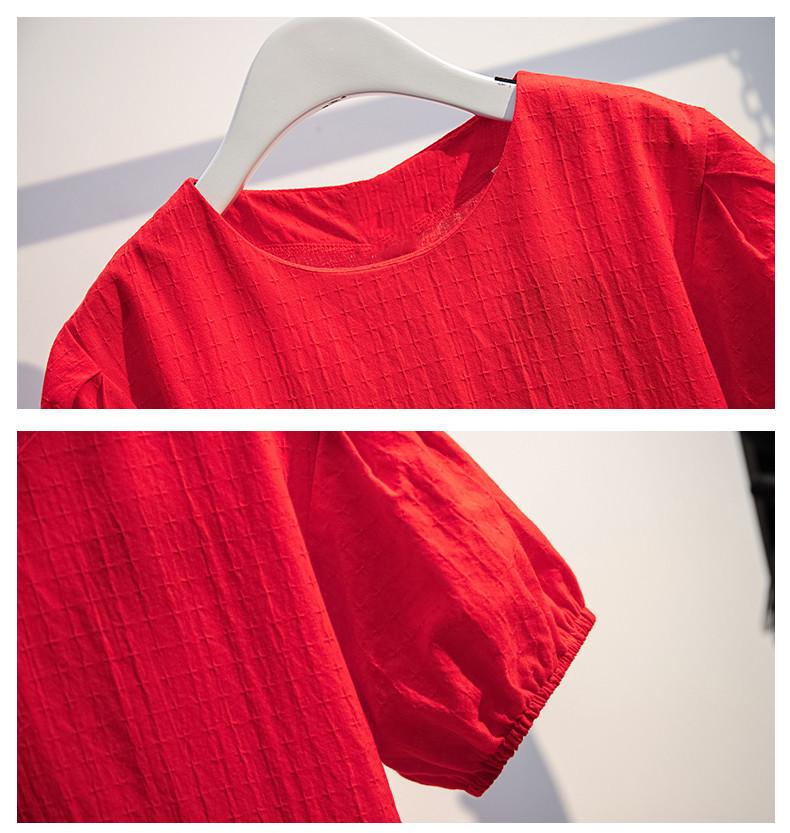 Girls' Red Short-Sleeve Summer Princess Dress