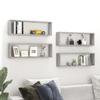 VidaXL Wall Cube Shelves 4 Pcs Concrete Grey 80x15x26.5 Cm Chipboard
