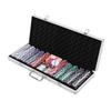 500Pcs Poker Chips 2 Set Play Cards 5 Dices Set with Carrying Case for Home Travel Camping Picnic