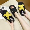 2025 Summer New High-end Fashion Versatile Slippers Female Hong Kong Style Internet Celebrity Versatile Thick-bottomed Cross One-word Slippers