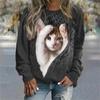 2023 Autumn New Women Round Neck Long Sleeve Fashion Casual Home High Quality Fabric Cute Cat Print Long Sleeve