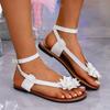 Fashion 2025 Fashion Ladies Shoes Pinch Toe Women's Sandals Summer Daily Floral New Plus Size Light Best Seller Soft Bottom Flat Sandals