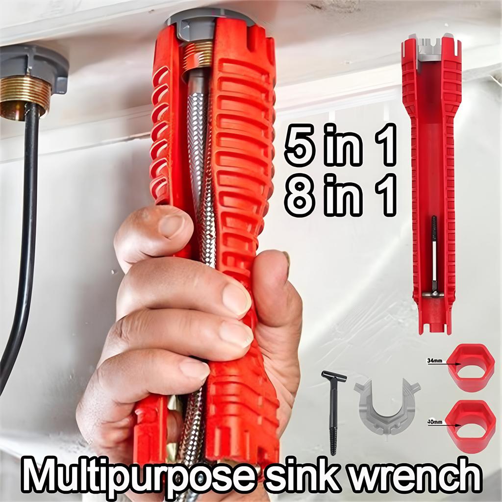 5/8 In 1 Anti-slip Sink Faucet Wrench Multifunctional Double Head Repair Wrench Water Heater Plumbing Tools Bathroom Tool Sets