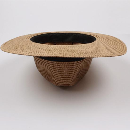 Ladies Hat Wide Brim Sun Protection Wide Applications Simple Pure Color Straw Hat for Beach