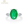 100% 925 Sterling Silver 10*14mm Oval Synthetic Emerald Wedding Rings For Women Vintage Engagement Party Fine Jewelry