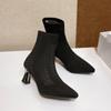 Knitting Mesh Ankle Goth Boots Women Autumn Designer Fashion Elastic Sock Pumps Boots High Heels Sexy Dress Booties for Women