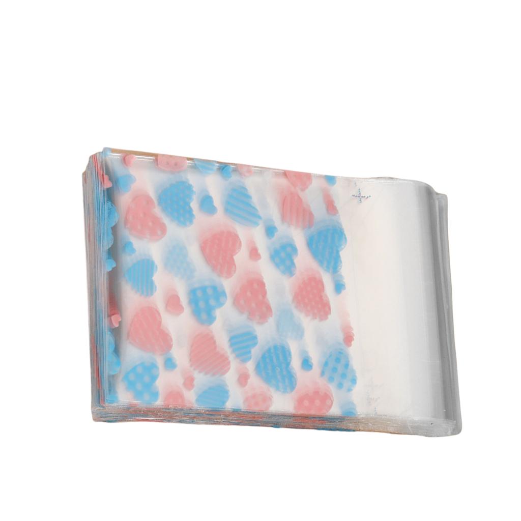 100Pcs Valentine's Day Self Adhesive Plastic Bags Stylish Clear Bags with Love Motif for Candy and Gift Packaging