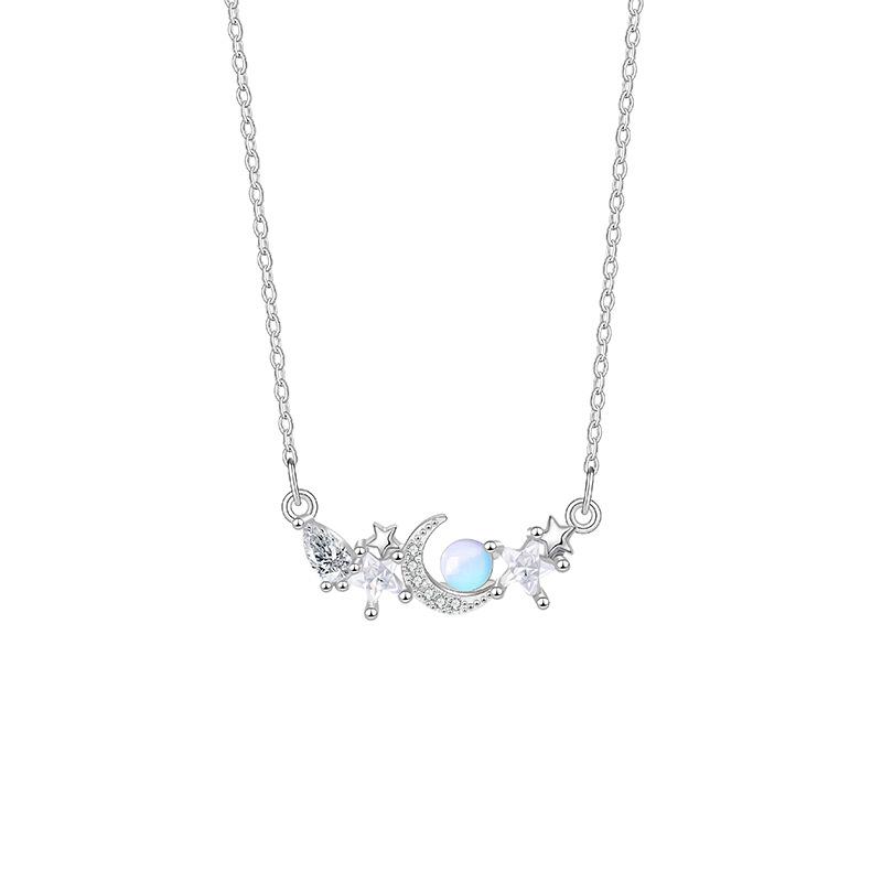 Корейская версия ожерелья Temperament Symphony Star Moon, ювелирные изделия для женщин, легкая роскошная цепочка Niche Star Zircon из нержавеющей стали для ключицы