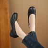 French Soft Sheepskin Low-heeled Single Shoes Women's Autumn 2025 Genuine Leather Women's Shoes Square Head Shallow Mouth Versatile Soft-soled Grandm