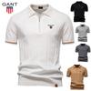 2025 Spring/Summer Embroidered New Men's Business Casual Woolen Polo Shirt, Flip Collar Knitted Polo Shirt, Short Sleeve