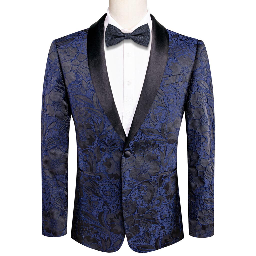 Mens Floral Tuxedo Dinner Jacket Regular Fit Shawl Lapel Paisley Prom Party Suit