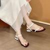 Fashion Fashion Gladiator Toe Sandals Metal Buckle Narrow Band Thin Low Heel Party Shoes Open Toe Thin Heels Slippers Women's Sandals