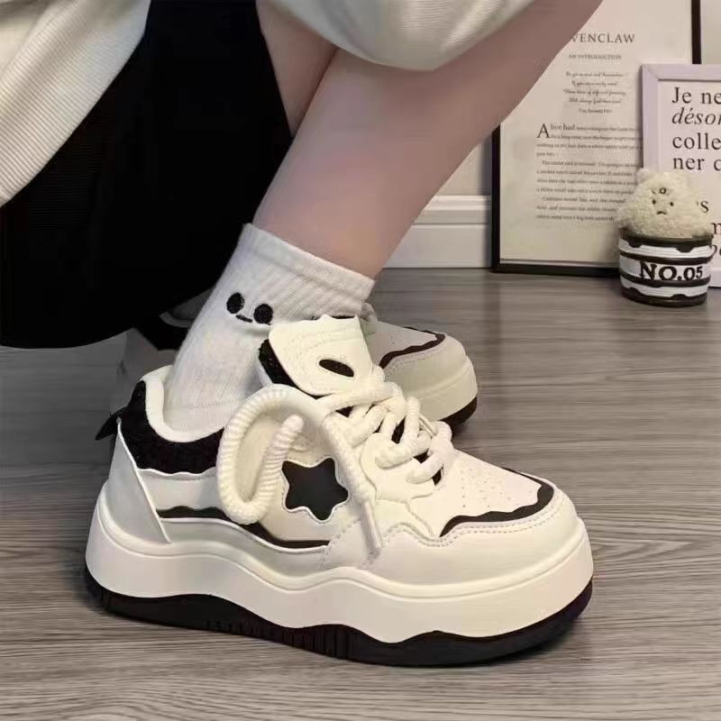 2024 Summer New Versatile Niche Casual Original Maillard Student Star Thick Baseplate Shoes Women's White Shoes