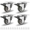 4pcs Heavy Duty Swivel Castor Silent Trolley Wheels Furniture Rubber Rotatable Caster With Safety Lock Brake