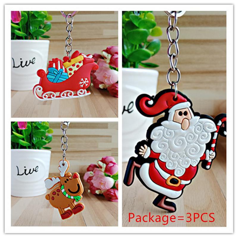 Christmas Keychain Christmas Decoration Santa Claus Elk Snowman Keychain New Year Decoration 2021 Children's Gift Key Ring Chris