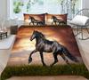 3D Horse Pattern Bedding Single Double Bed Full Size Animal Print Pillowcase and Quilt Cover Microfiber Washable Home Decoration