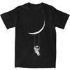Vintage T-Shirt Funny Astronaut 100 Cotton T-Shirts Moon Swing Leisure Tshirt for Couple Summer Short Sleeve Tops