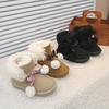 Girls Cute Hairball Snow Boots 2025 Winter New Children's Plush Warm Wool Cotton Boots Thickened Large Cotton Shoes
