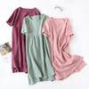 Summer Sleepshirts Comfortable Solid Color Cotton Gauze Long Skirt Home Nightgowns Women's Round Neck Nightdress Thin Section