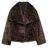 Winter Leopard Print Fur Jacket Imitation Mink Hair Large Lapel Women's Top Fluff Loose Short