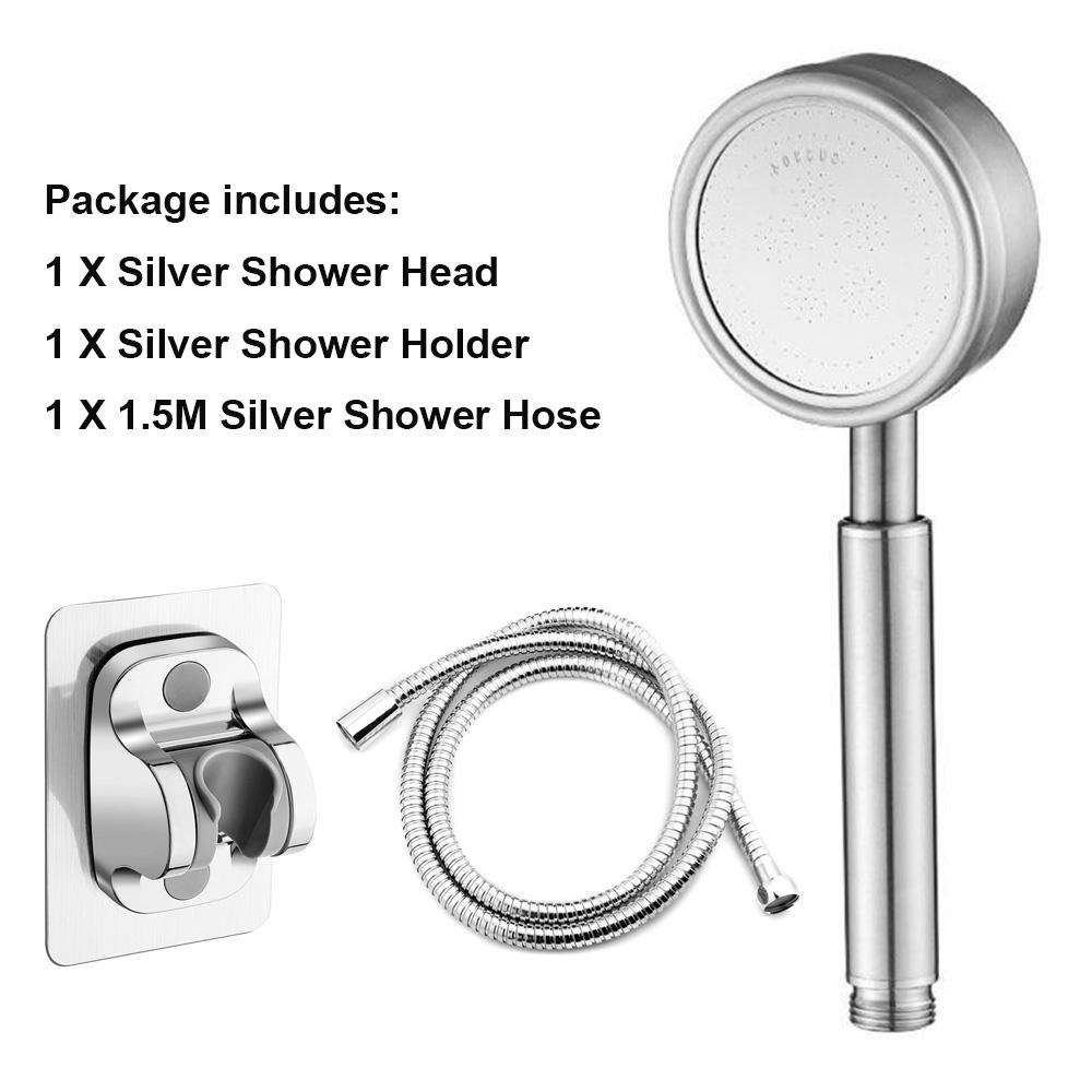 Stainless Steel Shower Head Fall Resistant Durable High Pressure Showerhead for Bathroom Handheld Water Saving Shower Set