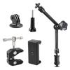 TECDW Adjustable Magic Super Ball Articulating Magic Arm with and Screw Magic Arm Clamp for LED Flash Camera 11" Arm, Clamp, 360° Head, 1/4" 3/8"