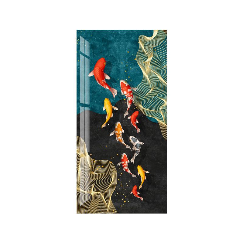 Абстрактные девять рыб кои, холст, картина, Настурция, постер, домашний декор, настенная художественная картина, украшение для гостиной, интерьера