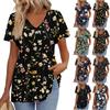 Женская свободная повседневная футболка с принтом и V-образным вырезом, с короткими рукавами Футболка с короткими рукавами