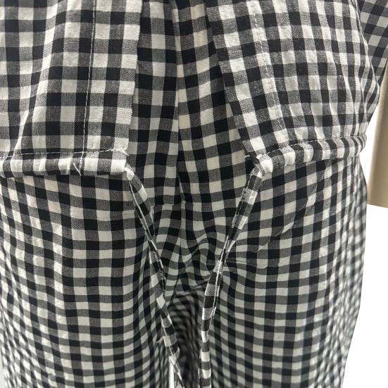 2 Pcs/Set Women Spring Top Pants Set Plaid Print Three-quarter Sleeves Round Neck Split Back T-shirt