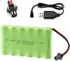 Rechargeable Ni-MH Battery 7.2V 2400mAh AA for RC Vehicles | SM-2P 2-Pin Plug + USB Cable | For RC Cars | 87x51x15mm – 160g, Green