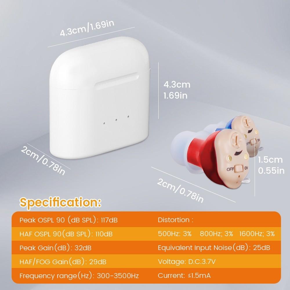1 Pair Digital Rechargeable Hearing Aid Child Adult Elderly Mini Wireless Noise Reduction Hearing Amplifier