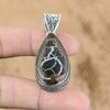 925 Sterling Silver Moroccan Mud Crack Fossil Gemstone Vintage Pendant Jewelry