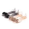 Fashion Women's New PVC Transparent Sandals Summer Flat Jelly Shoes Glass Diamond Bow Fashion Shoes Plastic Fish Mouth Shoes