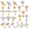 1PC Crystal Flower Tragus Piercing Earring Cross Cartilage Piercing Stud Helix for Lips Nose Ear Stud Body Jewelry