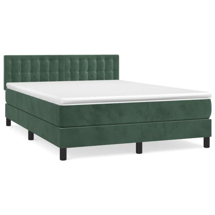 3141548 vidaXL Divan Bed and Mattress Dark Green 140x200cm Velvet