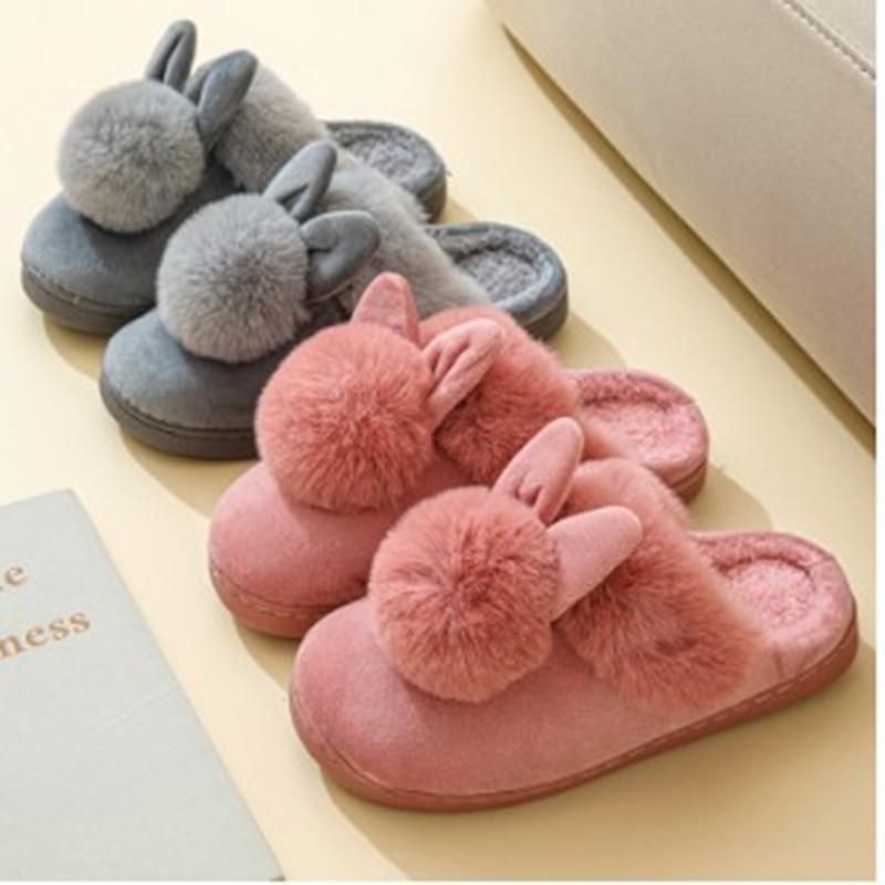 1 Pair Smellless Indoor Slippers Coldproof Fashion Cartoon Rabbit House Female Slippers