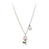 Tulip Imitation Pearl Pendant Necklace for Women Gold Color Minimalist Metal Summer Jewelry Clavicle Chain Girls