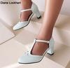 Fashion Women Shoes 2025 High Heels Spring Mary Jane Low Heel Shoes Ladies Buckle Round Head Shoes Pink Blue Black Large Size 34-43