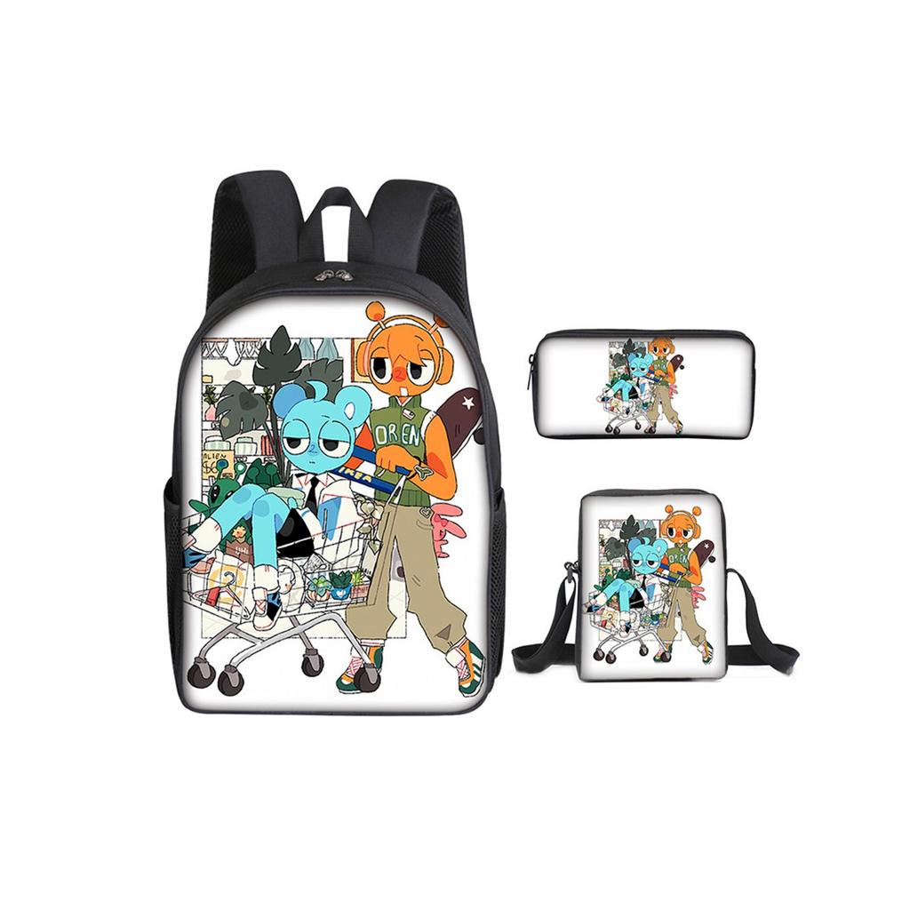 Elementary School Cartoon Backpack And Peripheral Backpack Three Piece Set