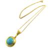 [P2299] - Gold-plated Artisanal Necklace 'Princesse Ottomane' Turquoise Gold