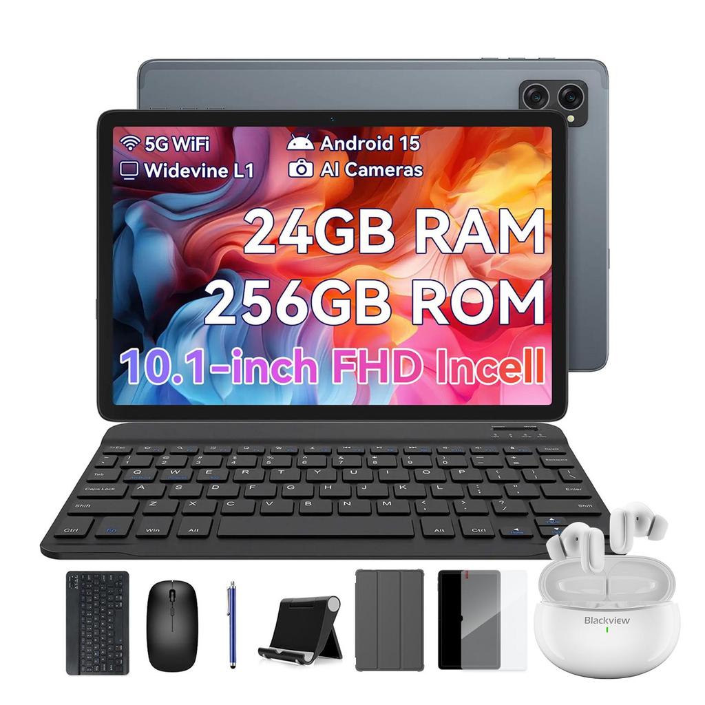 TABWEE T20 Android 15 24GB RAM  256GB ROM Tablet 10 Inches 1280x 800 FHD FHD Display Octa Core T606 PC Tablet with Keyboard