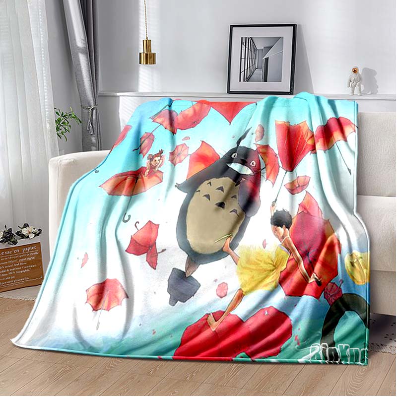 Throw Blanket Totoro Hayao Miyazaki Black Cat Throw Blanket Bedspread Sofa Soft Blanket  Adult/children Blanket Travel Camping