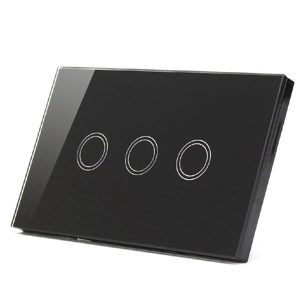 3 Way ABS Panel Smart Wall Light Switch Wireless Touch Control Light Switch 3 Gangs 120x70x40mm