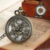 Butterfly Dragonfly Flip Retro Copper Mechanical Pocket Watch