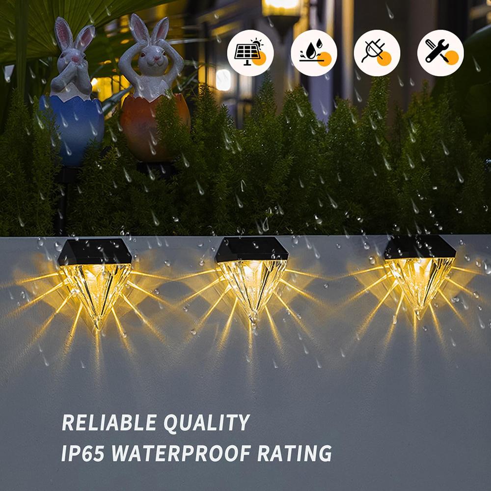 Solar Fence Lights Outdoor Garden Diamond Solar LED Wall Light IP65 Waterproof Garden Step Light for Terraces Railings