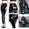 Women High Waist Faux Leather Pants Super Stretchy Black Leggings Pocket Trousers