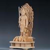 Buddha Statue Fudo Myoo Fudo Buddhist Altar Buddha Statue Wood Carving Cypress Wooden Inches Rock Pedestal Flame Halo Year of the Rooster Protective