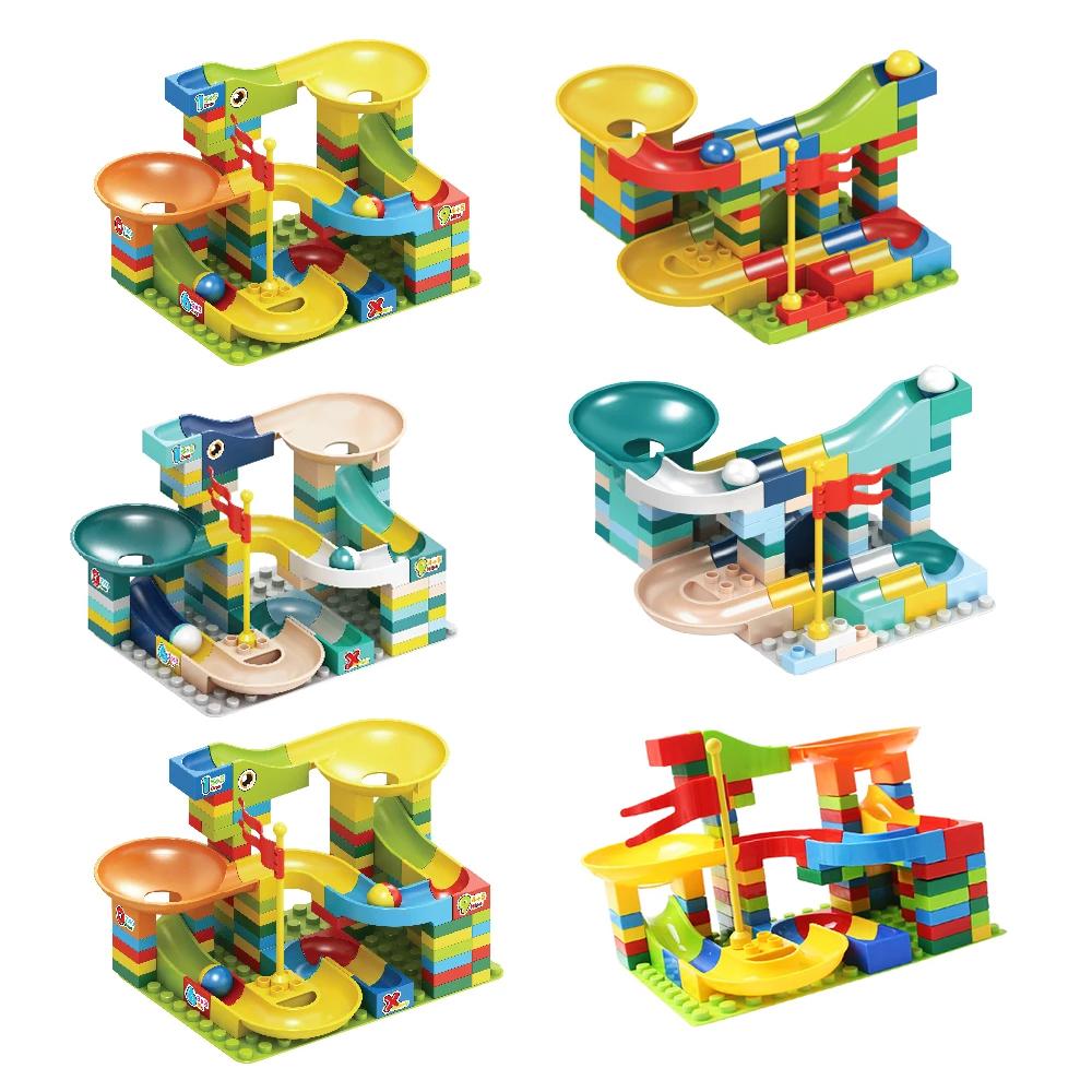 88-100PCS Funnel Slide Building Blocks Marble Race Run Maze Ball Tracking Block DIY Plastic Big Bricks Children Toys Kids Gift