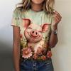Funny Animal Pattern T-shirt Women Cute Fox 3d Printed T-shirt Summer Casual Daily Round Neck Top Short-sleeved Loose Clothing