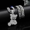 Rhinestone Pendant Necklace Bear Shape Bling Bling Necklaces New Hip Hop Necklace  For Men Women